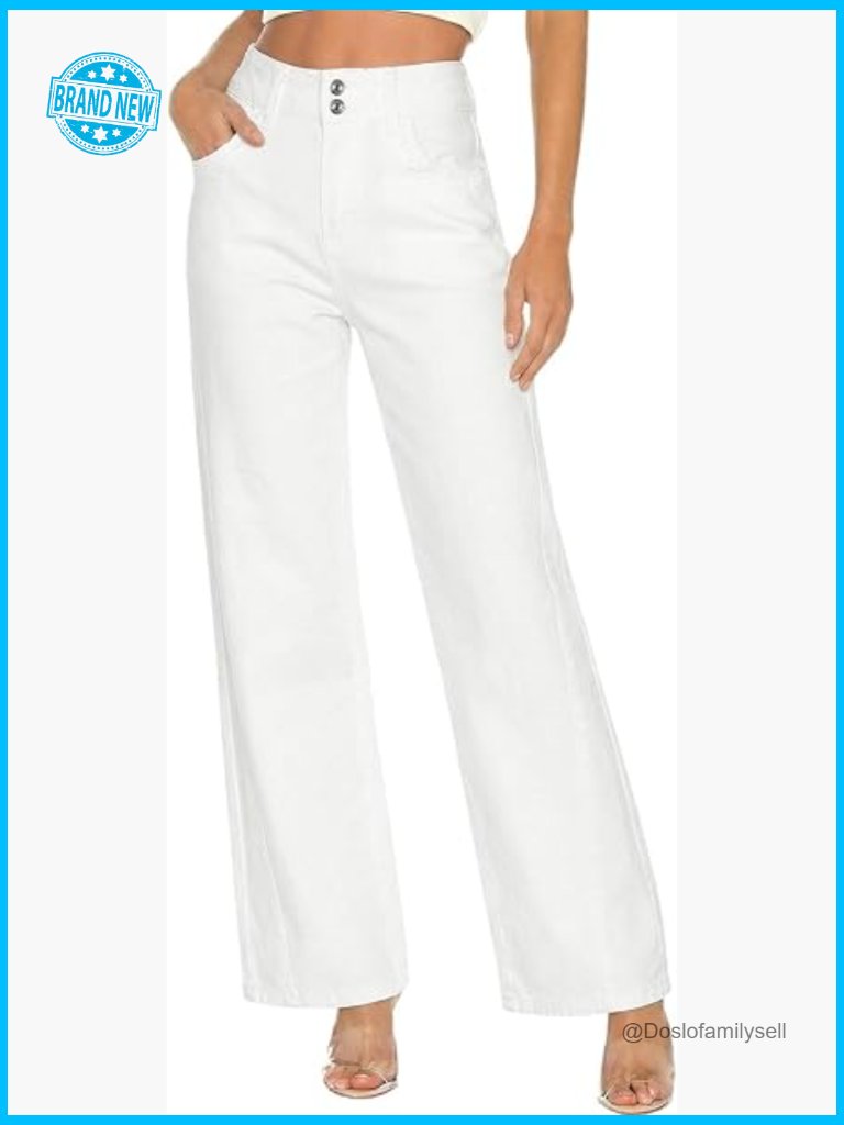 Wide Leg High Waisted Jeans Stretchy Straight Leg Denim Pants With Lace Pockets